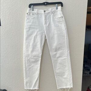 Madewell 90’s Straight Cropped White Frayed Jeans